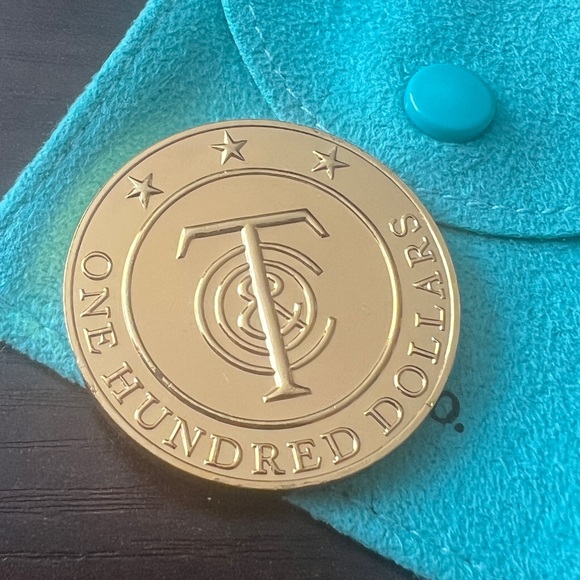 Tiffany & Co $100 Gold Plated Money Coin Token - Picture 3 of 4